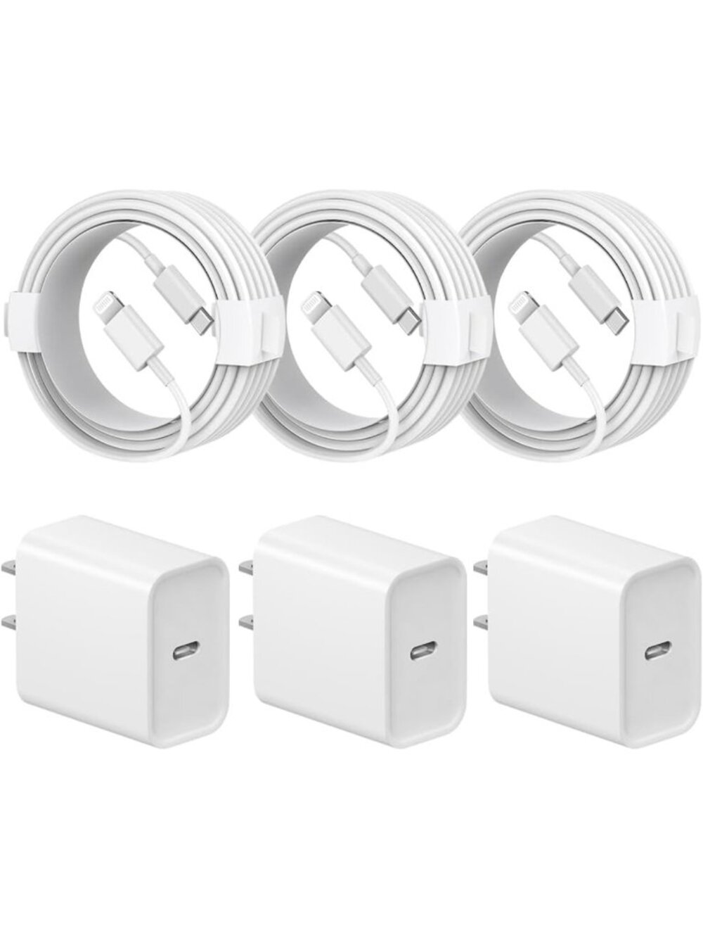 Fast Charging iPhone Charger 3-Pack, 20W, 6FT C-Cord for iPhone & iPad